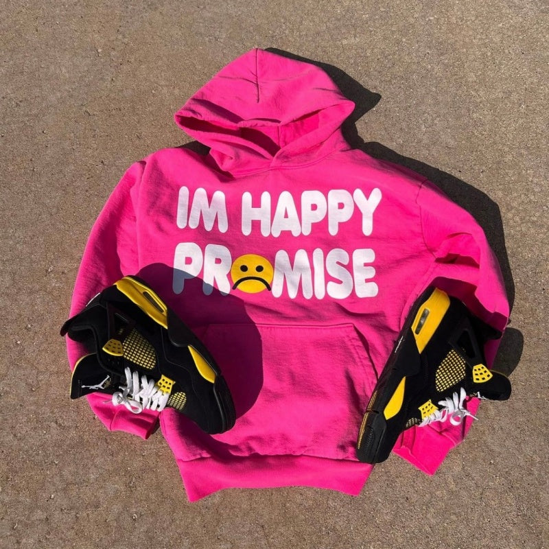 Unisex Vintage Hoodie  CPFM CHO â€?Charcoal Grey & Rose Pink â€?Puff Print & Fleece-Lined