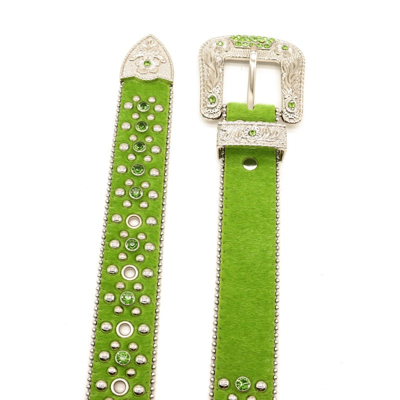 Hip-hop punk rhinestone belt flower buckle alloy pin buckle
