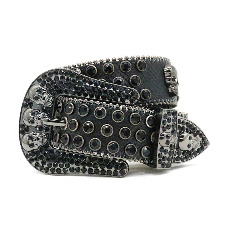 Hip-hop punk rhinestone belt skull punk dark style