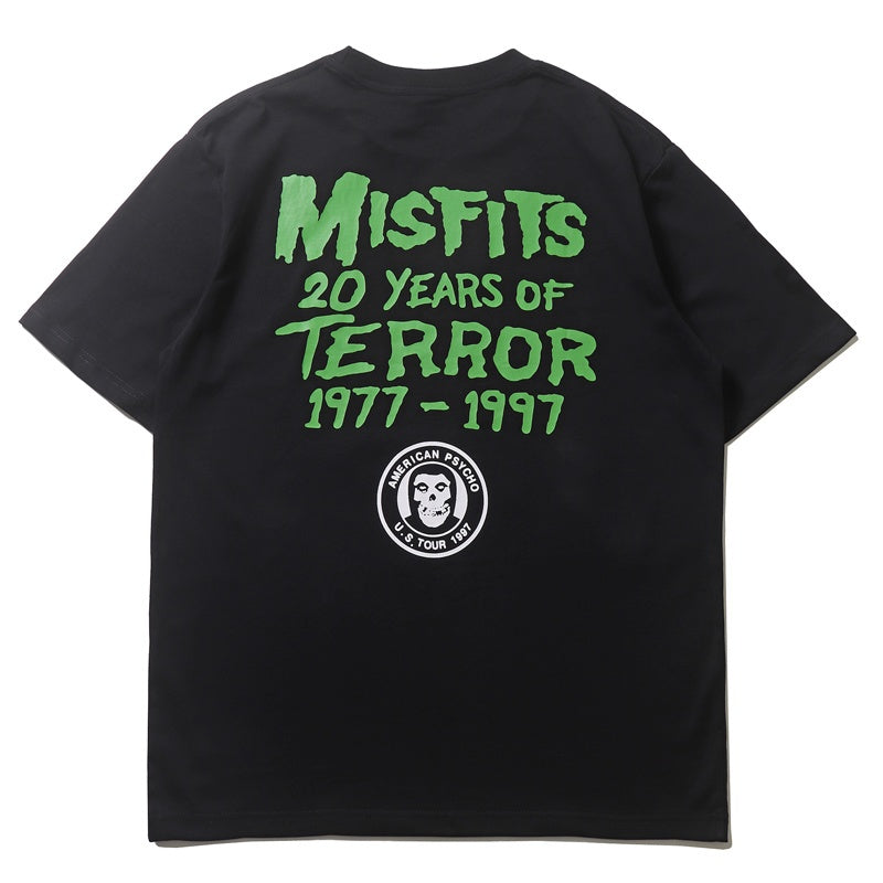 Mens T-shirt Misfits-style punk skull print