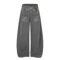 American-style streetwear harem pants Front Pocket Glitter Letter Detail Oversized Cut