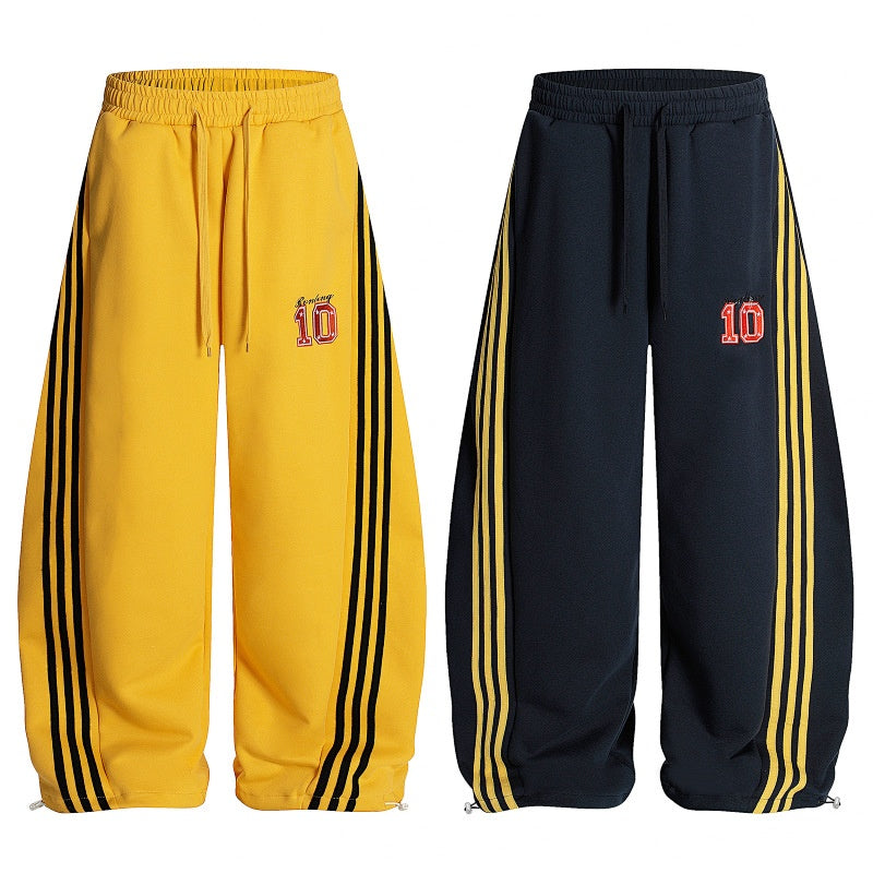 American-style streetwear harem pants Number 10 Embroidered Badge Elastic Drawstring Waist