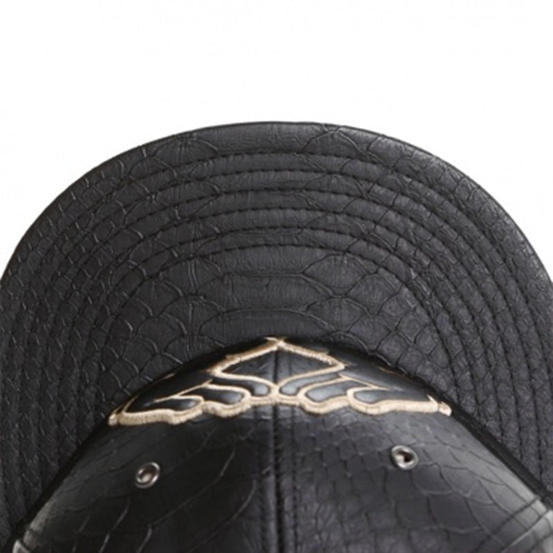 Trendy flat brimmed snapback hatsleather shade