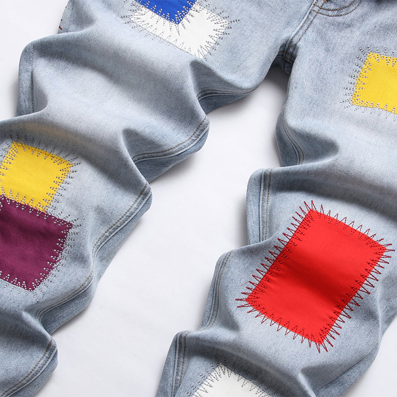 Mens Fashion Jeans Colored patch 8831# Pure cotton high quality