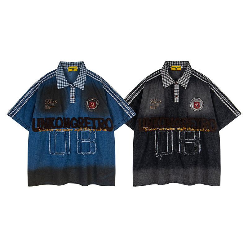 Unisex vintage T-shirt Polo shirt with a stand-up collar