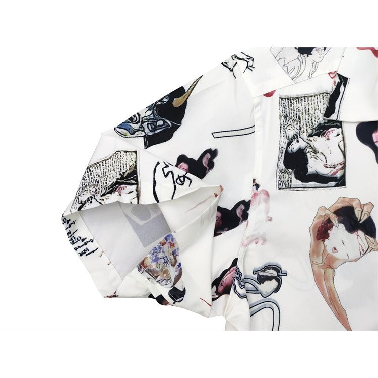 GUILTYPARTIES TIGER Shirts 18ss Ghosts Night Walk Ukiyo-e Printed Hawaiian Short Sleeve Shirt Men