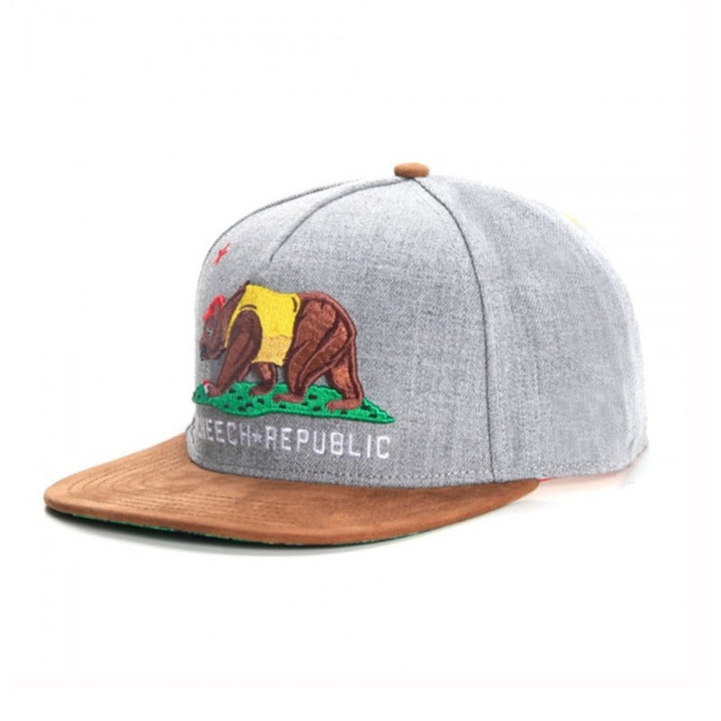 Trendy flat brimmed snapback hatscheech republic cap cartoon bear