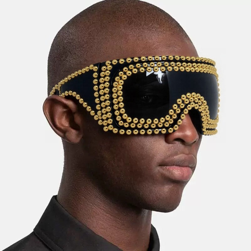 Trendy punk glasses oversized frame rivets