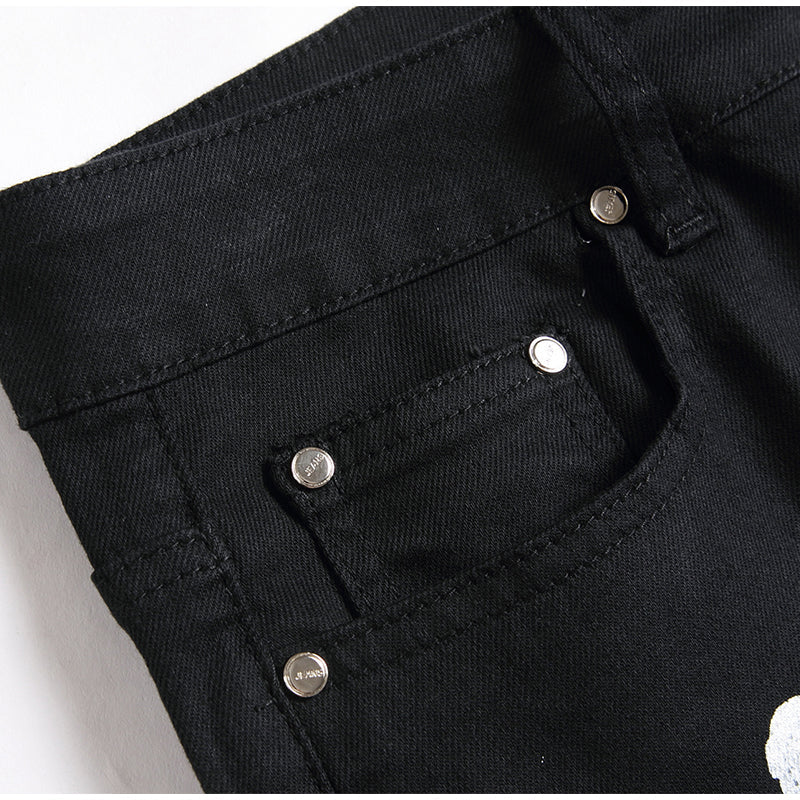 Mens Fashion Jeans White cotton flower 1322# Pure cotton high quality