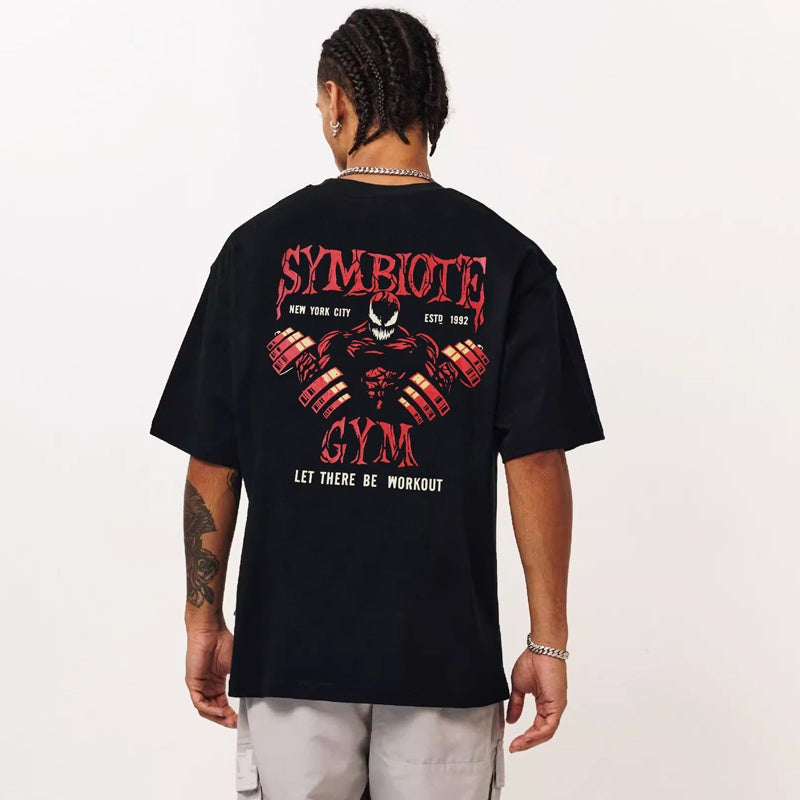 Mens T-shirt Vintage American-style Personalized weightlifting T-shirts with Venom-themed designs - quirky and fun.