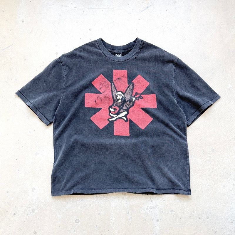 Unisex Vintage T Shirts Saint × Red Hot Chili Peppers Collaboration: Heavyweight 280g pure cotton fabric (post-wash weight), featuring vintage single-stitch and heaven-and-earth (blind stitch) construction, finished with a heavy enzyme-milled wash.