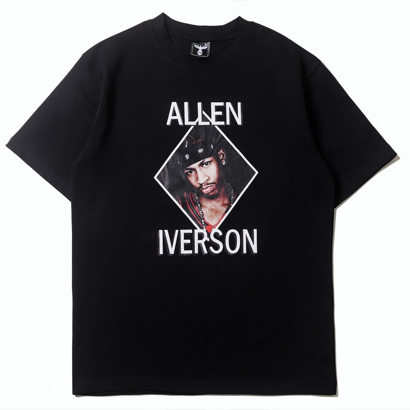 Mens T-shirt Vintage Hip-hop/basketball style with Iverson print