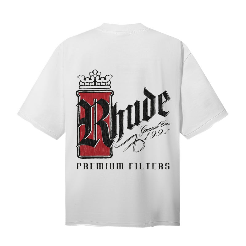 RHUDE T Shirts Streetwear  Premium Filters Back Placement Tee