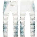 Mens Fashion Jeans Blue ink splash 1321# Pure cotton high quality