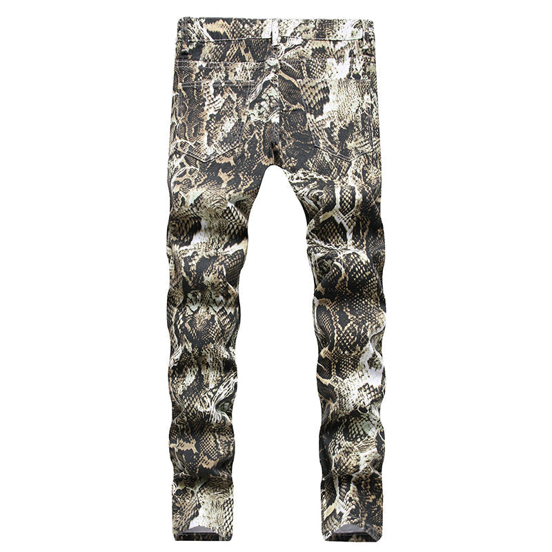 Mens Fashion Jeans Wrinkled snake pattern 583# Pure cotton high quality
