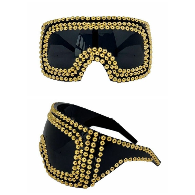 Trendy punk glasses oversized frame rivets