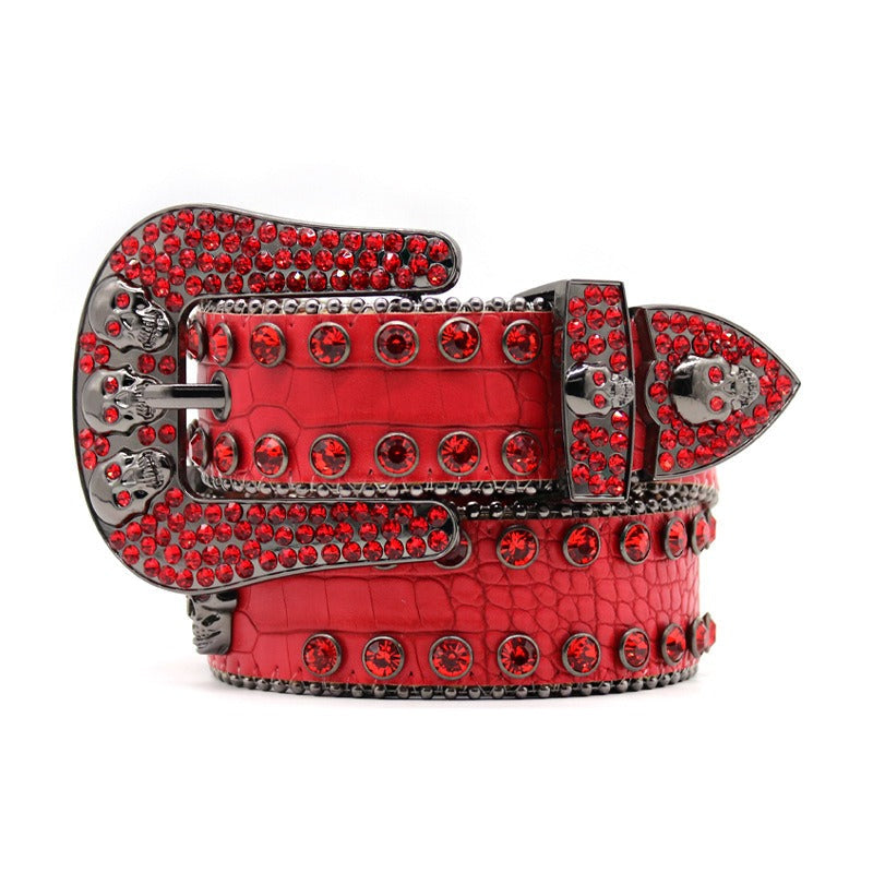 Hip-hop punk rhinestone belt skull punk full of diamonds
