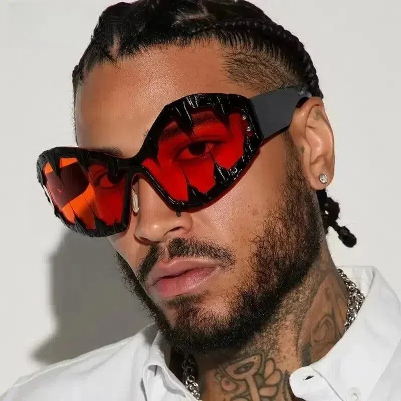 Trendy punk glasses alien shape