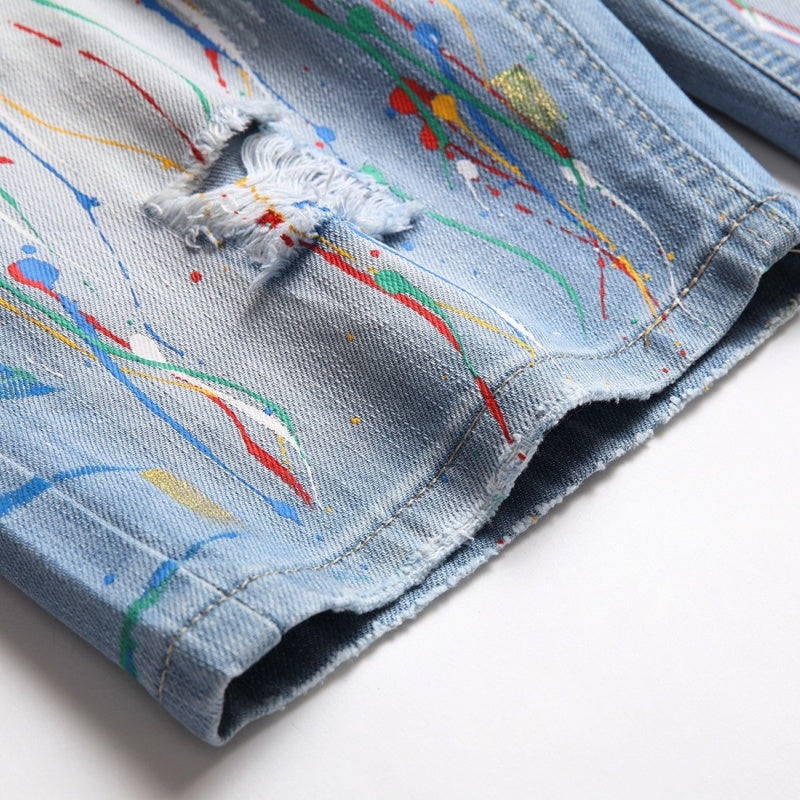 Denim shorts High-quality trendy casual pure cotton Non-stretch plus-size men's clothing