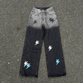 Lightning Pattern Jeans High-quality high-street pure cotton trousers