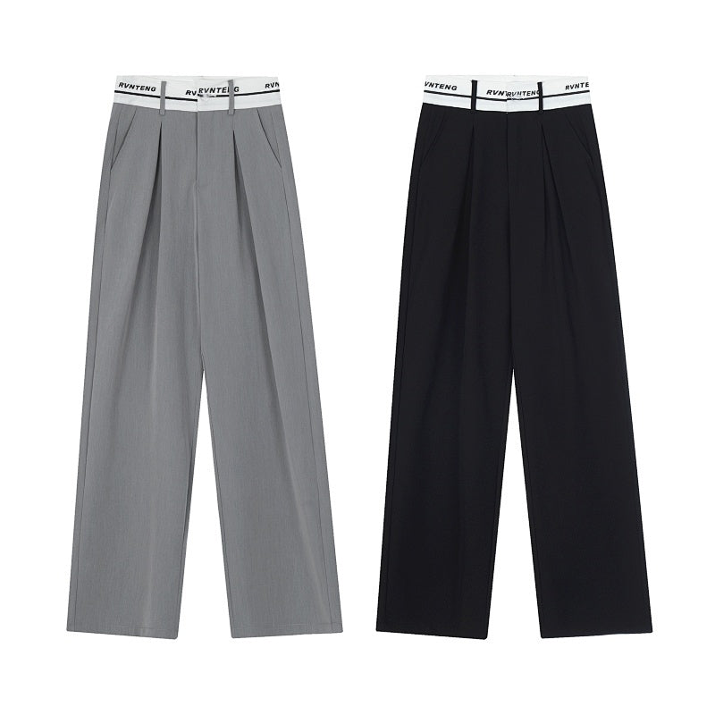 American-style streetwear harem pants High Waist Front Pleated Relaxed Suit Trousers