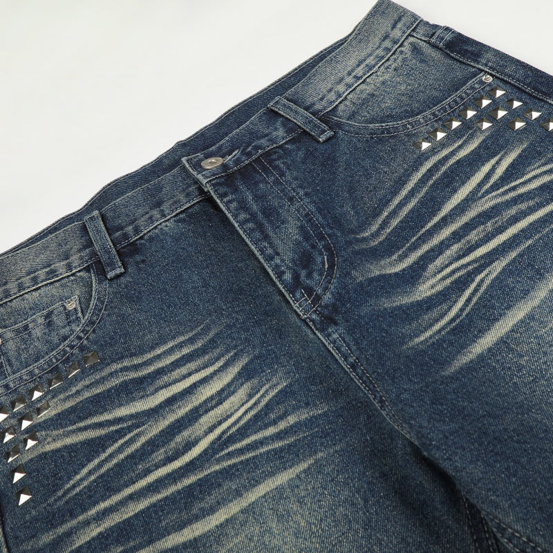 American-style streetwear harem pants Horizontal Scratch Mark Heavy Textured Fabric