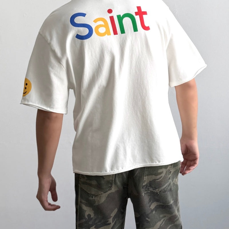 Unisex Vintage T Shirts Saint x CPFM x Choooself three-way collaboration: Be Your Own Saint limited edition. Features authentic-spec, heavy-duty 320g fabric (retaining its weight after washing) and vintage-style single-stitch construction with hem-