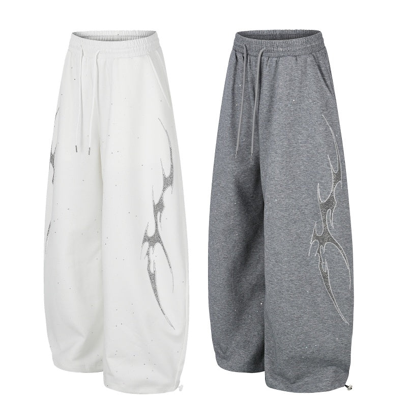 American-style streetwear harem pants Oversized Side Print Y2K Outfit
