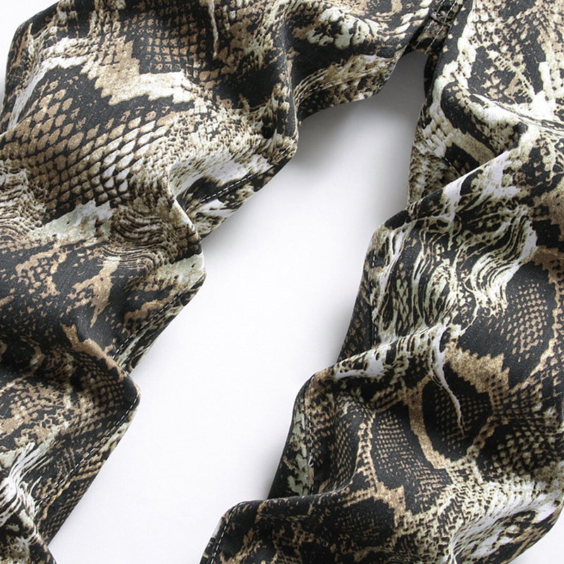 Mens Fashion Jeans Wrinkled snake pattern 583# Pure cotton high quality
