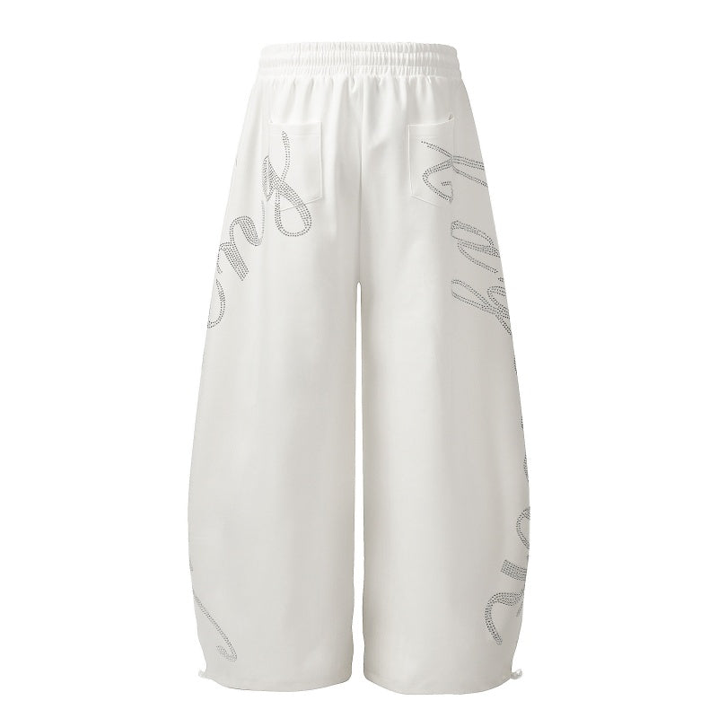 American-style streetwear harem pants Elastic Drawstring Loose Voluminous Silhouette