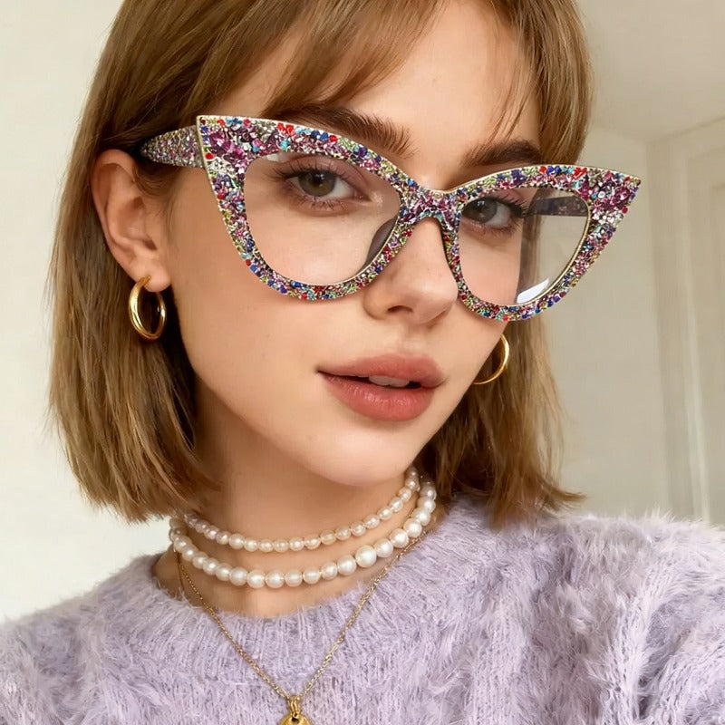 Trendy punk glasses cat eye gravel anti-blue light