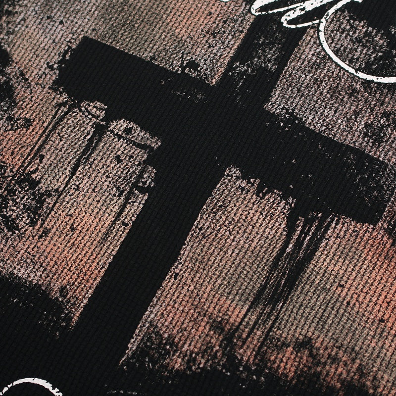 Unisex vintage T-shirt  Black distressed print with rivets