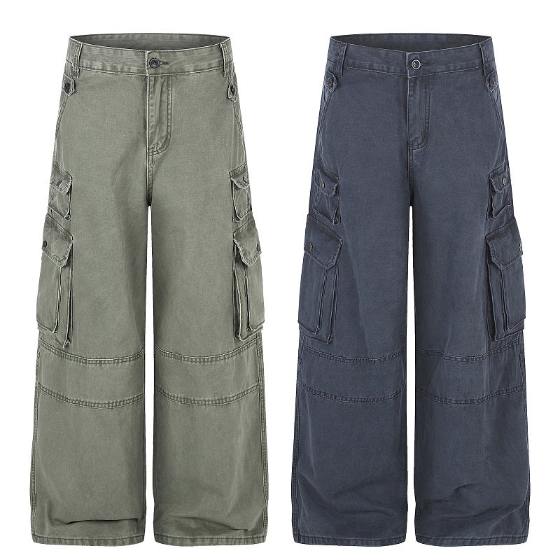 American-style streetwear harem pants Vintage Faded Heavy Canvas Oversized Cut