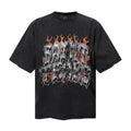 Saint Michael T Shirts Heavy Metal Style Saint Tears Dripping Text Orange Flames Chest