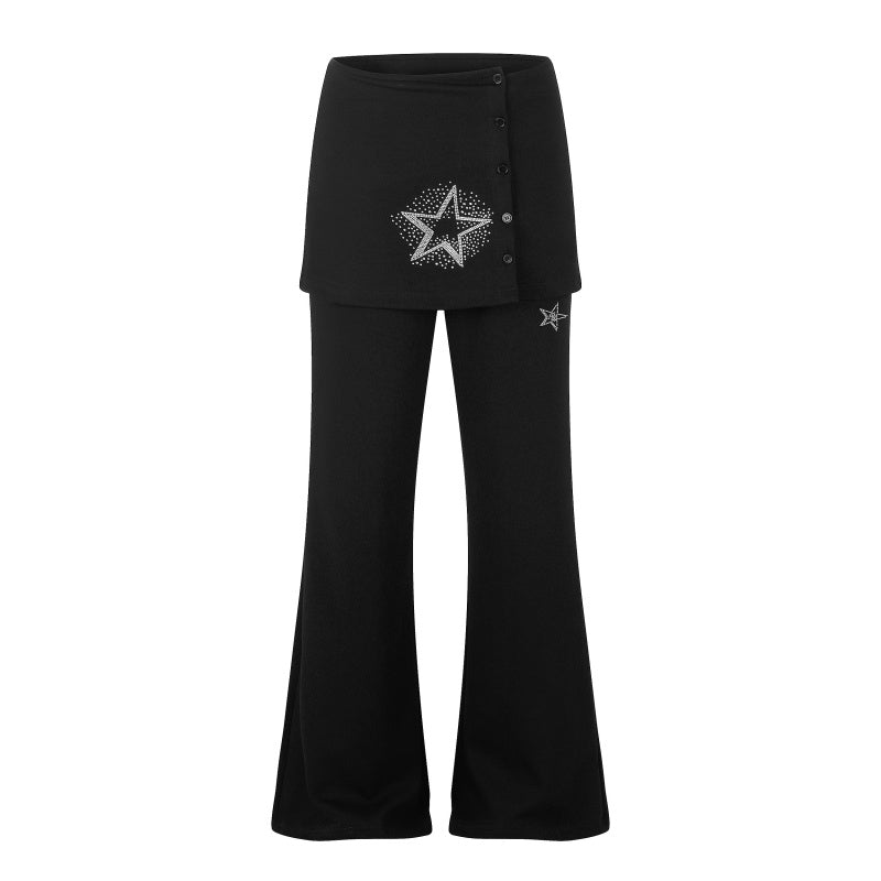 American-style streetwear harem pants Star Print Skirt Overlay Flared Garment