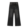 American-style streetwear harem pants Loose Fit Multi Pocket Flared Cargo Jeans, Streetwear Washed Trousers