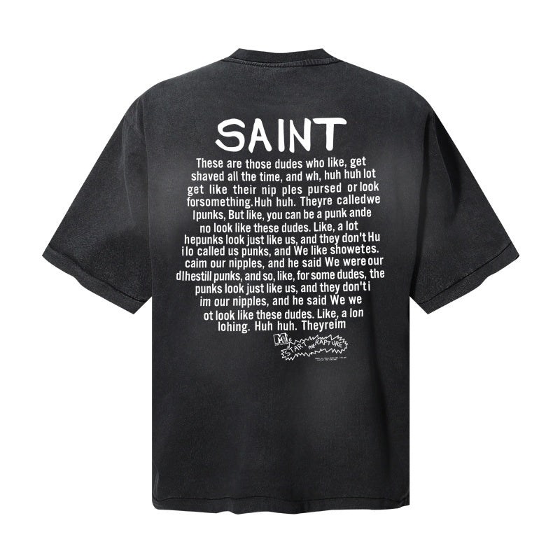 Saint Michael T Shirts Retro MTV Cartoon Formal Suit Figures Splash Speckle Washed