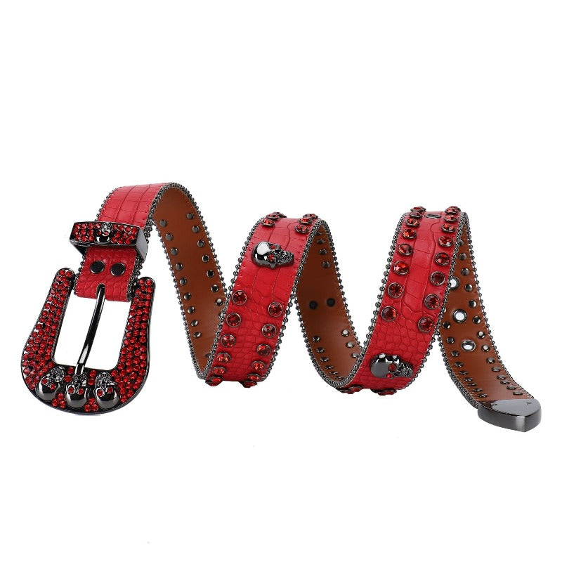 Hip-hop punk rhinestone belt skull punk full of diamonds