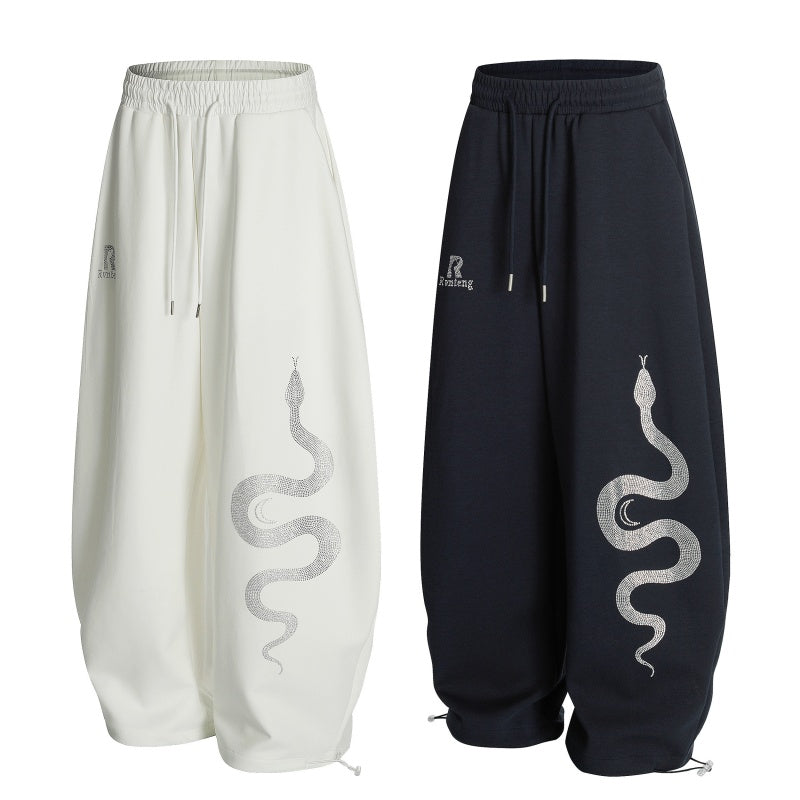 American-style streetwear harem pants Monochrome Tone Heavyweight Brushed Texture