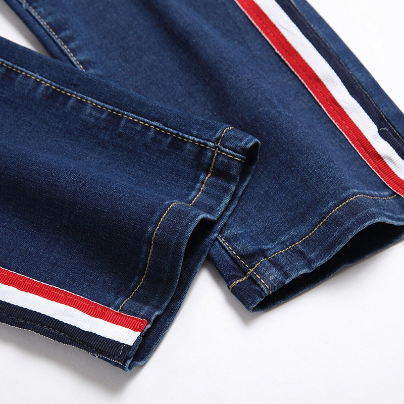 Mens Fashion Jeans Red stripes 7163# Pure cotton high quality