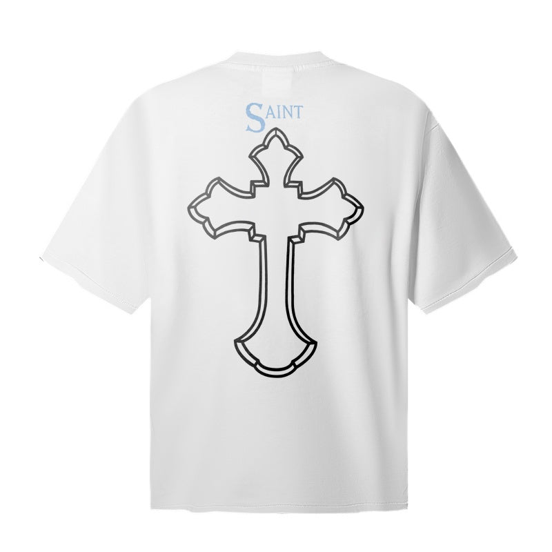 Saint Michael T Shirts Clean White Base Simple Singer Silhouette