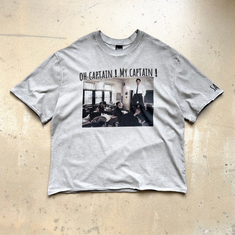 Unisex Vintage T Shirts *Dead Poets Society* Limited Collaboration: Heaven-and-Earth stitching (single-needle), special enzyme-milled vintage wash, and direct-to-garment white ink printing.