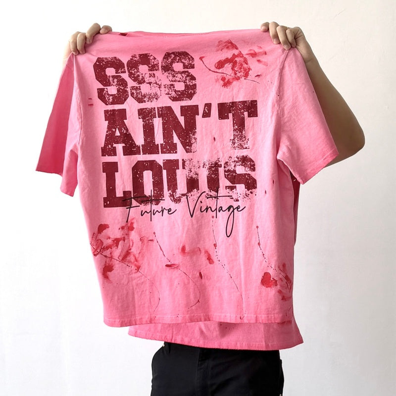Unisex Vintage T Shirts Saint Street Dirty Graffiti-Style T-Shirt: Features hand-painted splatter art on the finished garment, multi-zone hand-distressing, and a heavy-duty enzyme-washed finish with spray-effect whiskering—exuding a premium, vintag