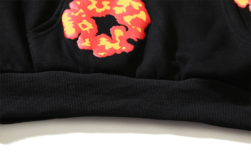 Denim Tears Hoodie Y2K All-Over Red Orange Cotton Wreath Floral Puff Printed Oversized Hoodie