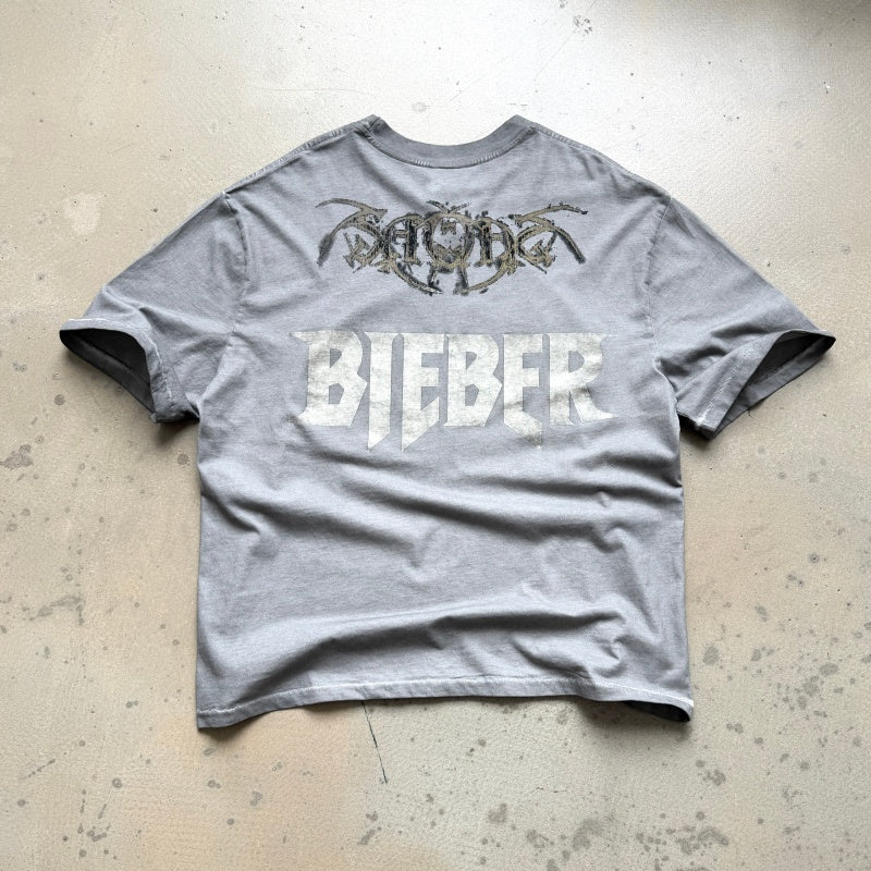 Unisex Vintage T Shirts Saint x Purpose Tour Rock Demon Limited Edition: Single-stitch construction, special enzyme-wash and pigment-dyeing process, and American-style plastisol ink printing.