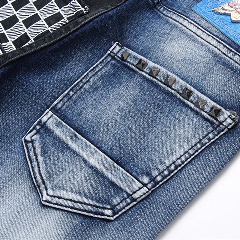 Mens Fashion Jeans Blue and black color scheme 3538# Pure cotton high quality
