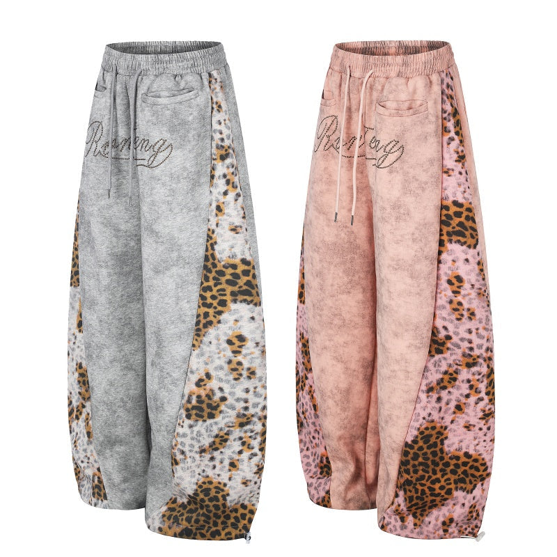 American-style streetwear harem pants Cursive Letter Print Baggy Silhouette