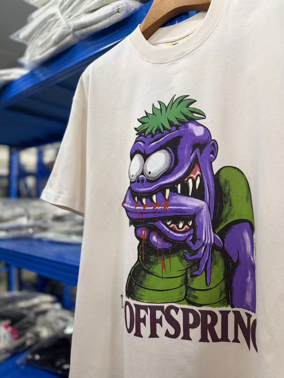 Vintage style washed summer wear T shirt Purple monster 260G pure cotton high-quality streetwear