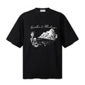 RHUDE T Shirts Dual‑Sided Mountain Scene Script‑Print Street