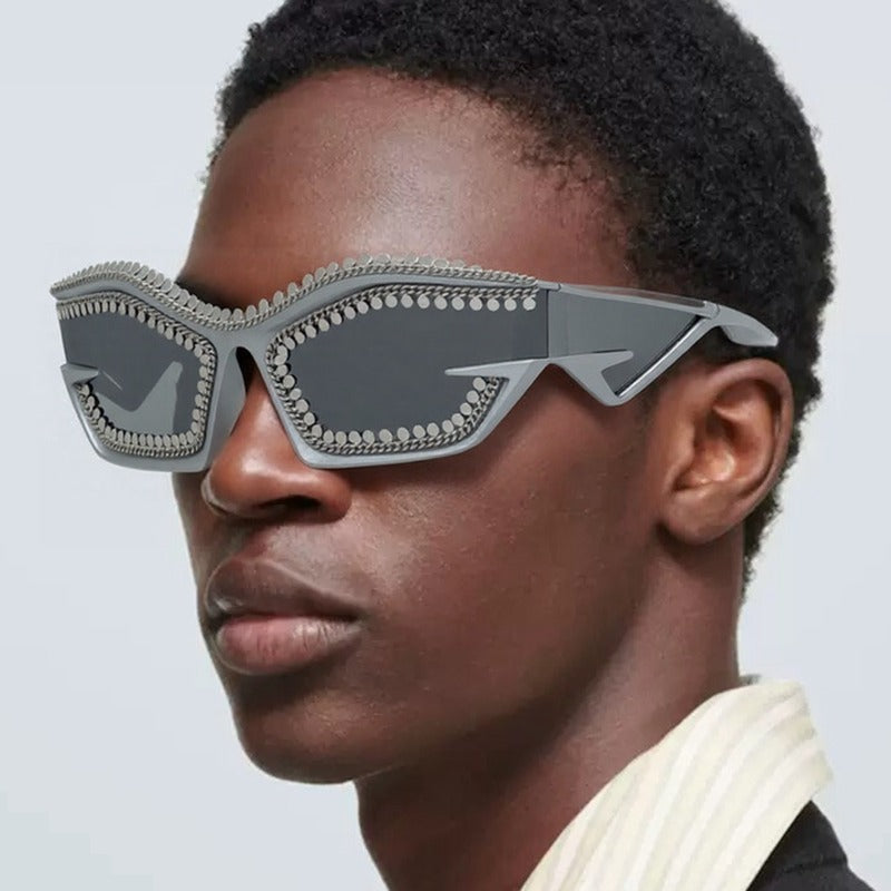Trendy punk glasses y2kretro metal chain